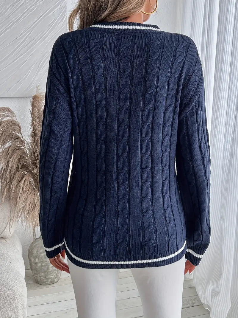 Colette | Damski Sweter z Dekoltem w Serek