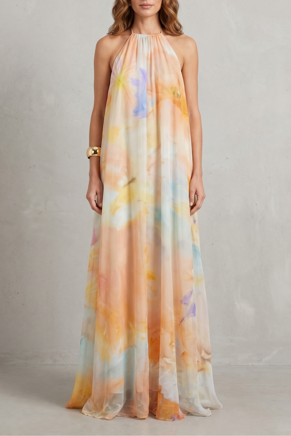 Corinelle – Sukienka maxi w stylu akwarelowym
