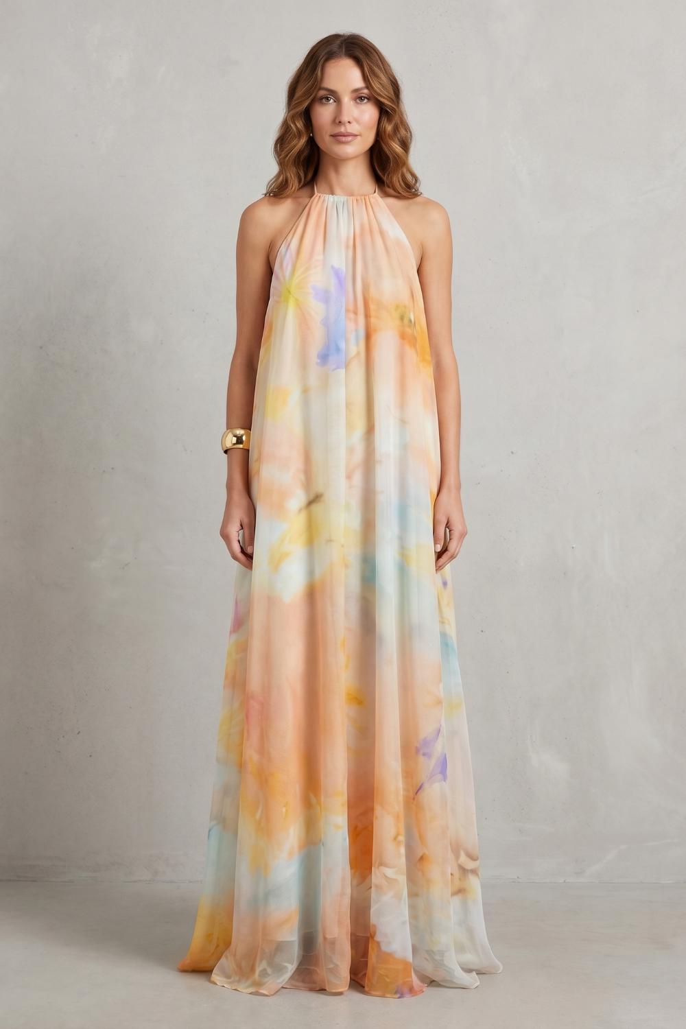Corinelle – Sukienka maxi w stylu akwarelowym