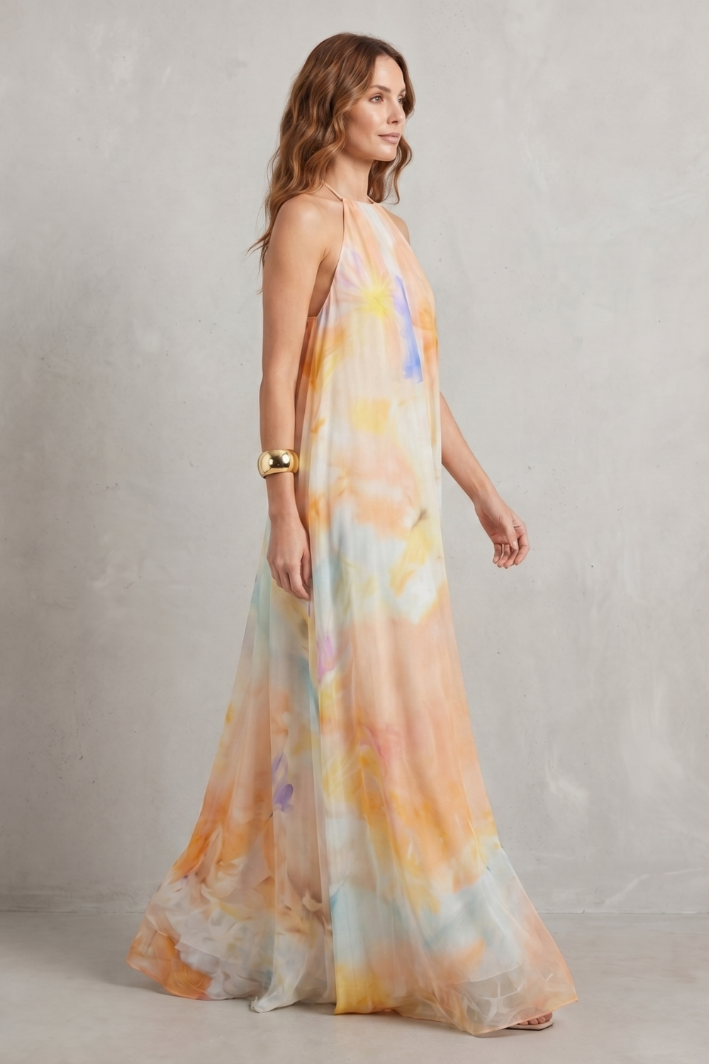 Corinelle – Sukienka maxi w stylu akwarelowym