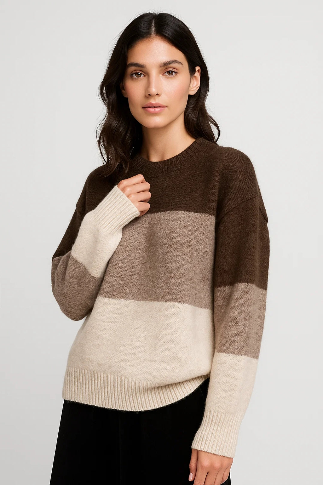 Cosima | Pasiasty Sweter Damski, Model Dziany z Kolorowymi Pasami