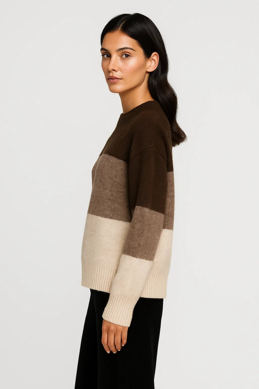 Cosima | Pasiasty Sweter Damski, Model Dziany z Kolorowymi Pasami