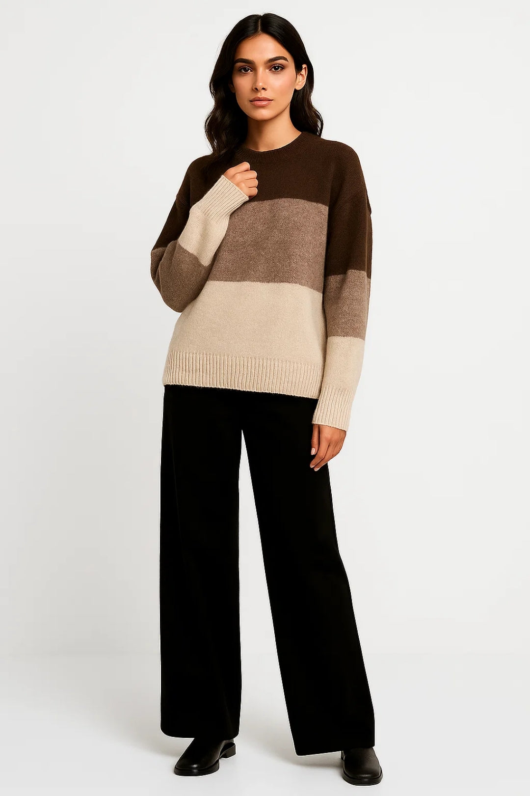 Cosima | Pasiasty Sweter Damski, Model Dziany z Kolorowymi Pasami