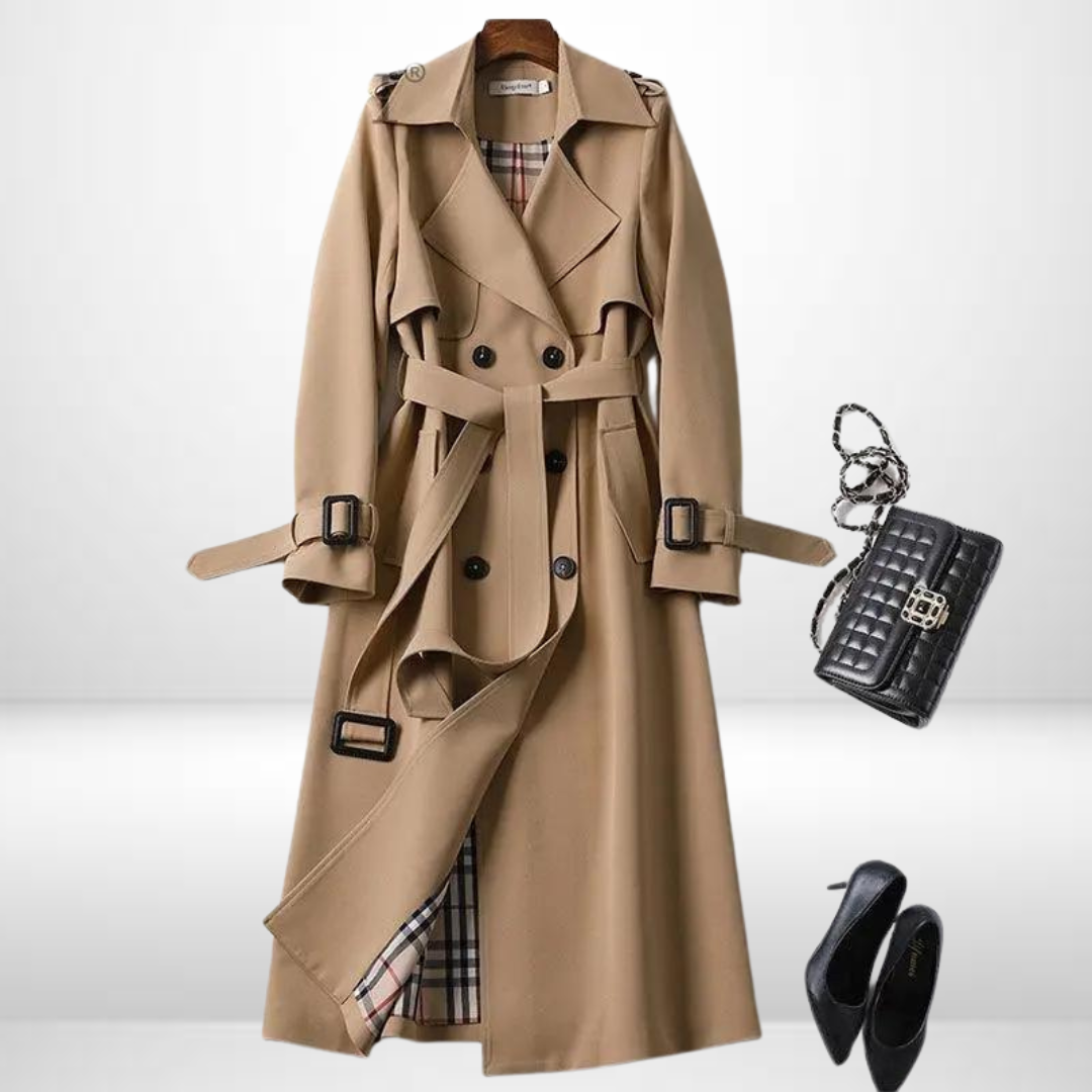 Cosima | kurtka zimowa damska trench z premium bawełny elegancka długa Chicveo