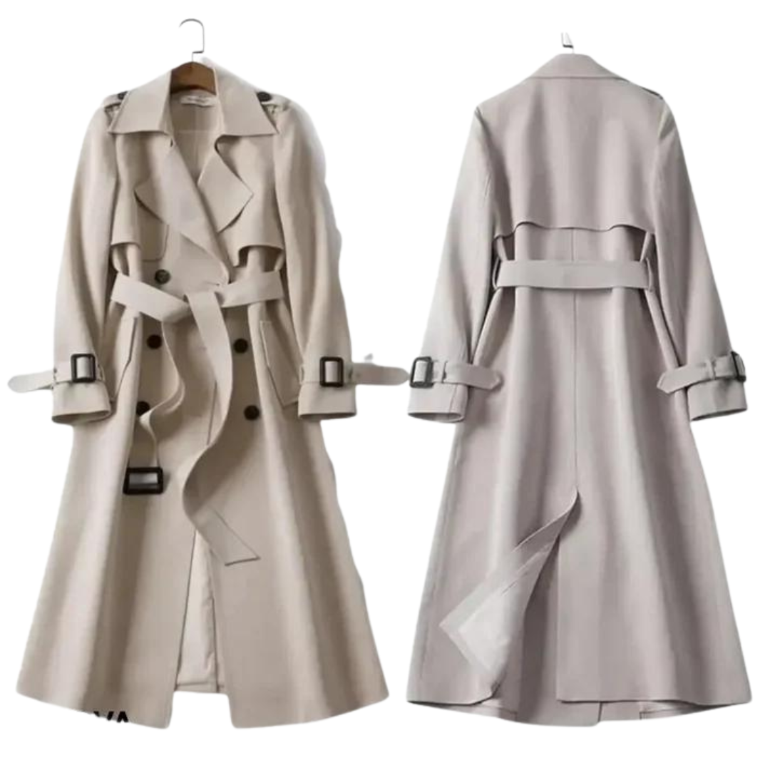 Cosima | kurtka zimowa damska trench z premium bawełny elegancka długa Chicveo