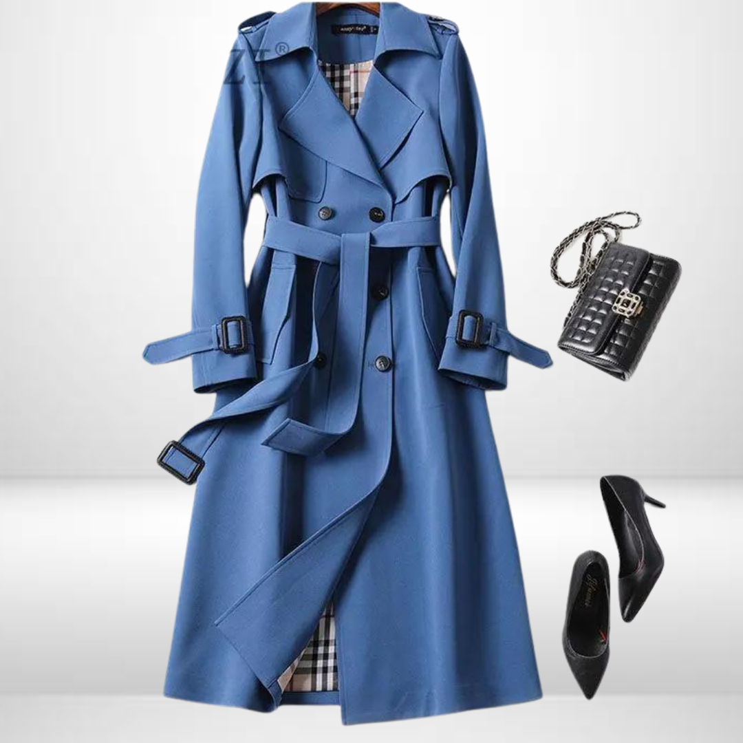 Cosima | kurtka zimowa damska trench z premium bawełny elegancka długa Chicveo