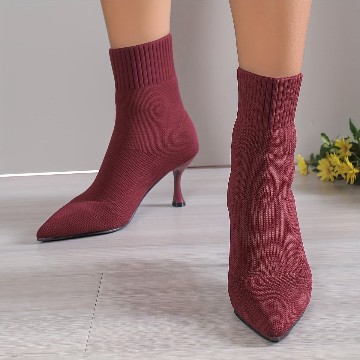 Dagna | Eleganckie botki damskie stiletto ze szpicem wsuwane modne
