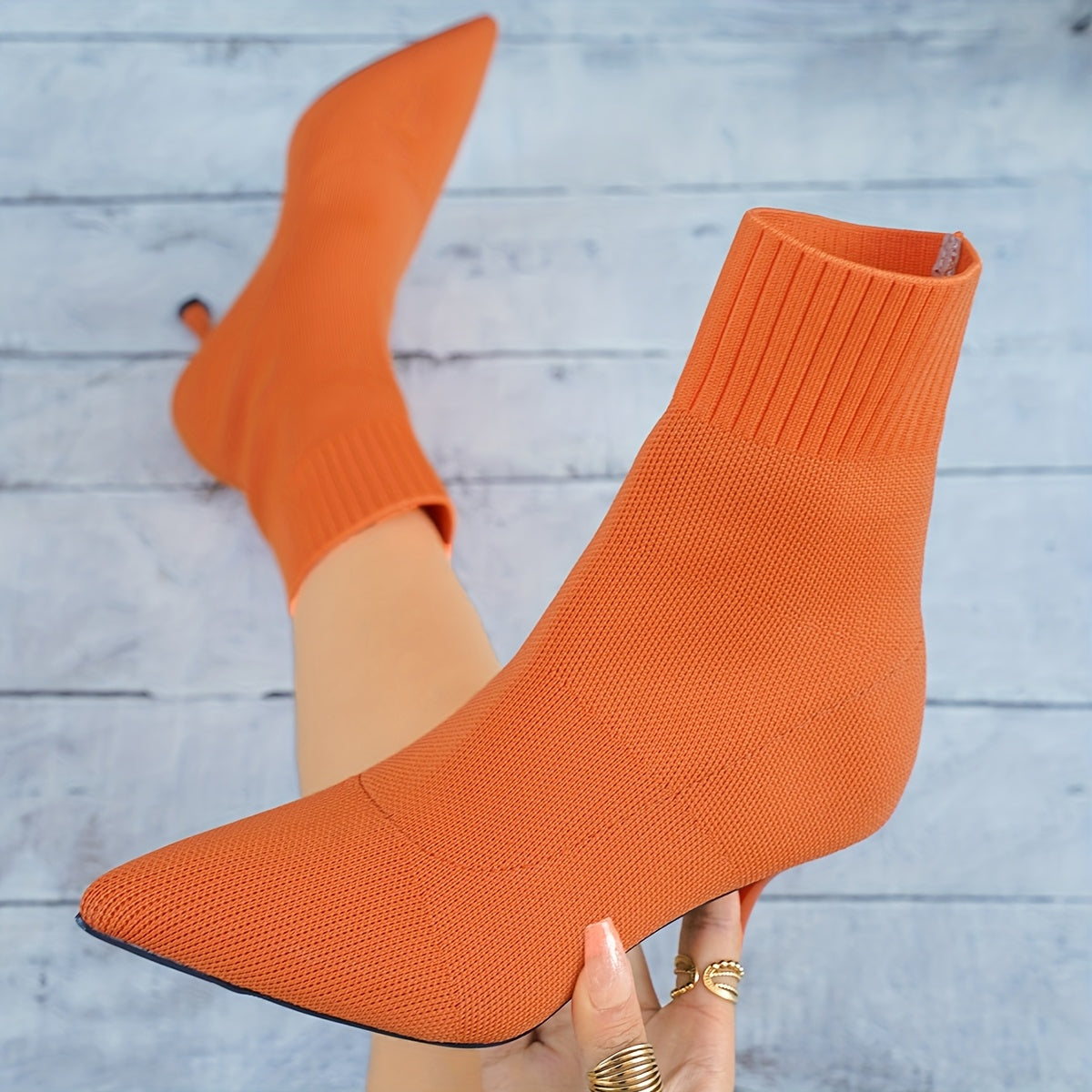 Dagna | Eleganckie botki damskie stiletto ze szpicem wsuwane modne