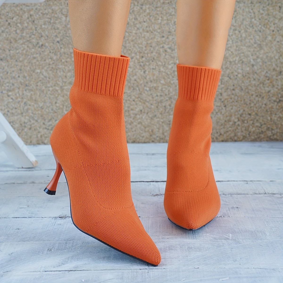 Dagna | Eleganckie botki damskie stiletto ze szpicem wsuwane modne