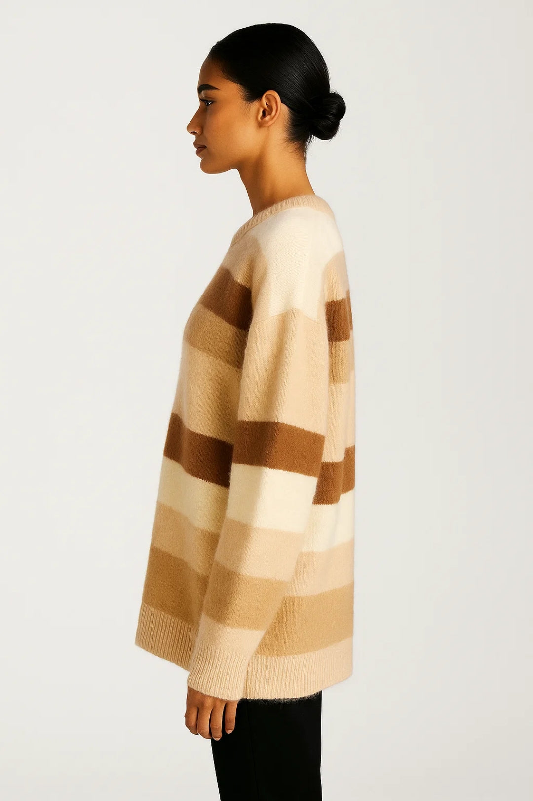 Dena | Pasiasty Sweter Damski, Luźny Krój z Okrągłym Dekoltem