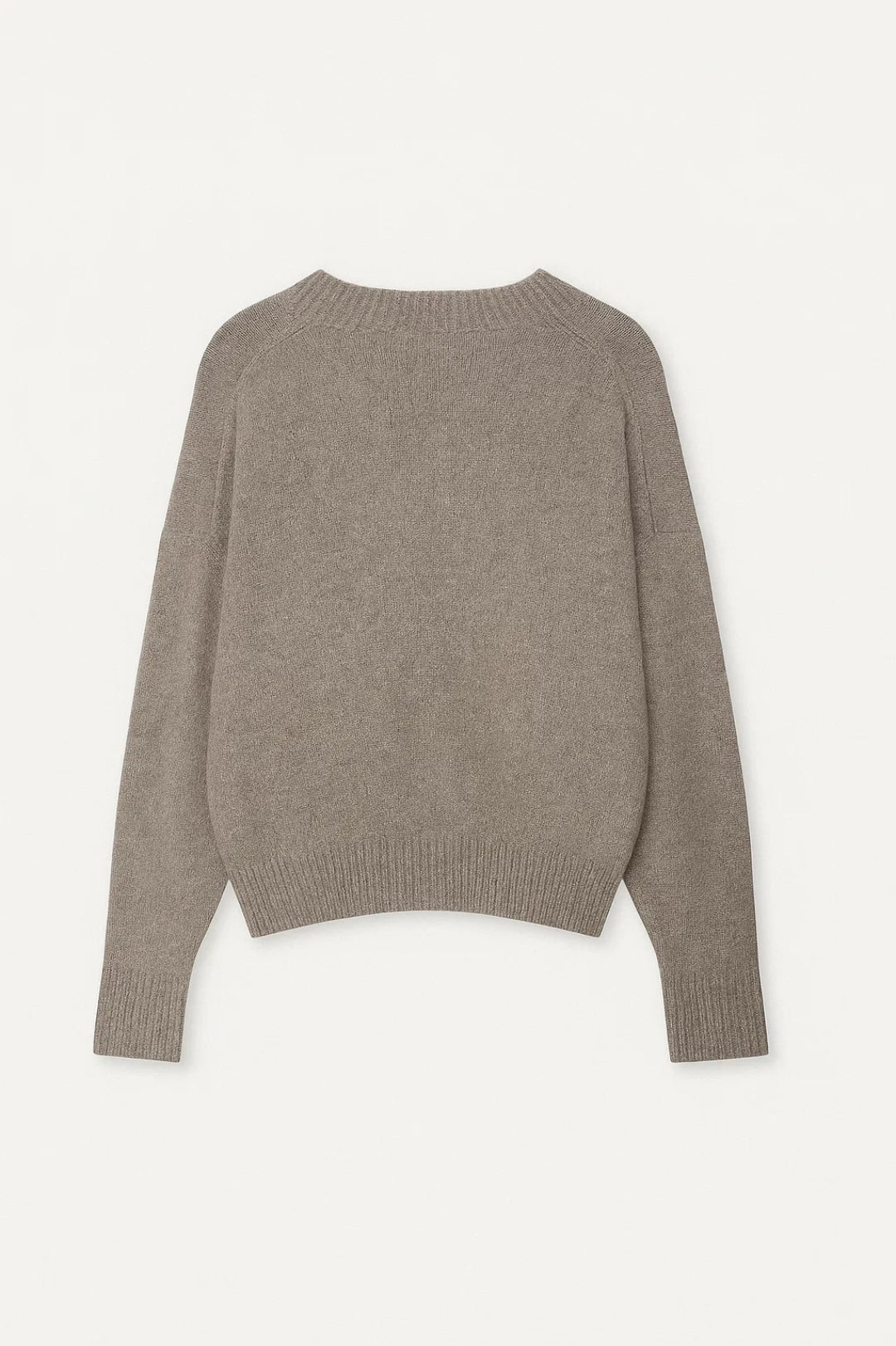 Dora | Sweter Wełniany, Głęboki Dekolt w Kształcie V z Żebrowanym Wykończeniem