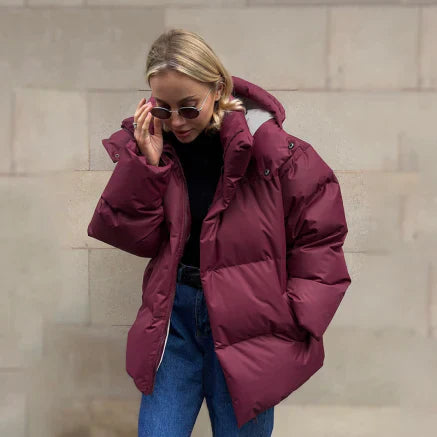 Ella | Damska Puchowa Kurtka Oversize z Kapturem