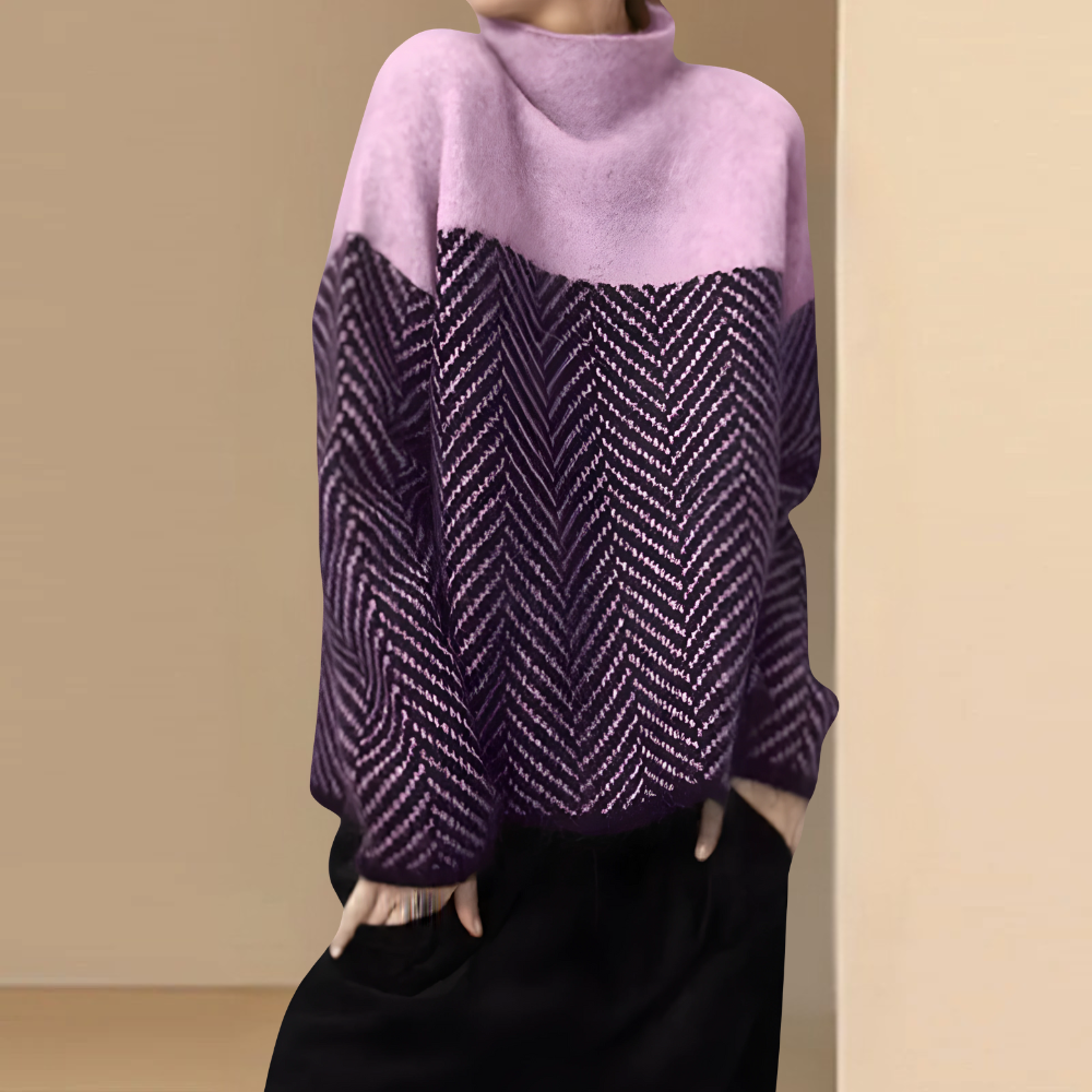 Ella | Vintage Luźny Sweter z Półgolfem