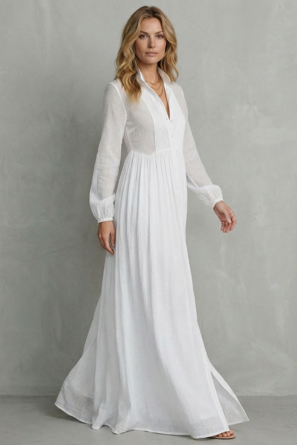 Élodie – Długa Sukienka Plisowana w Stylu Francuskim – Beztroska Elegancja na Wakacje