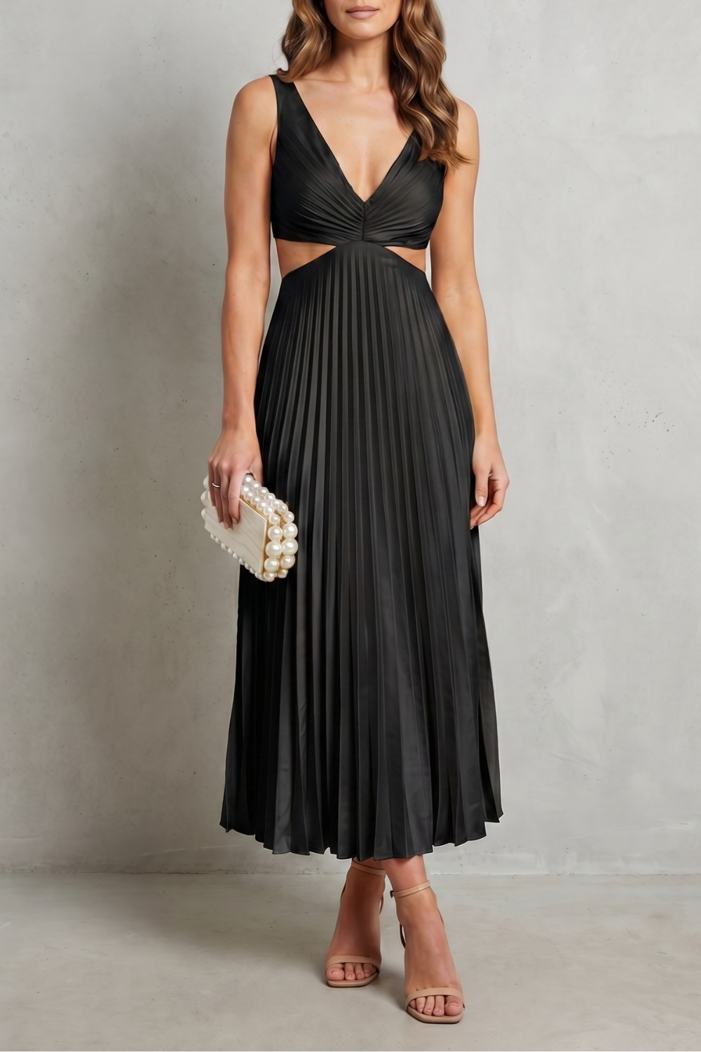 Elodienne – Elegancja z plisowanym pasem – Sukienka maxi