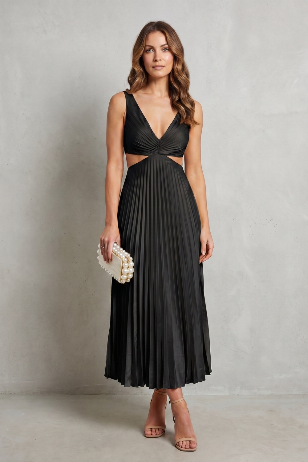 Elodienne – Elegancja z plisowanym pasem – Sukienka maxi