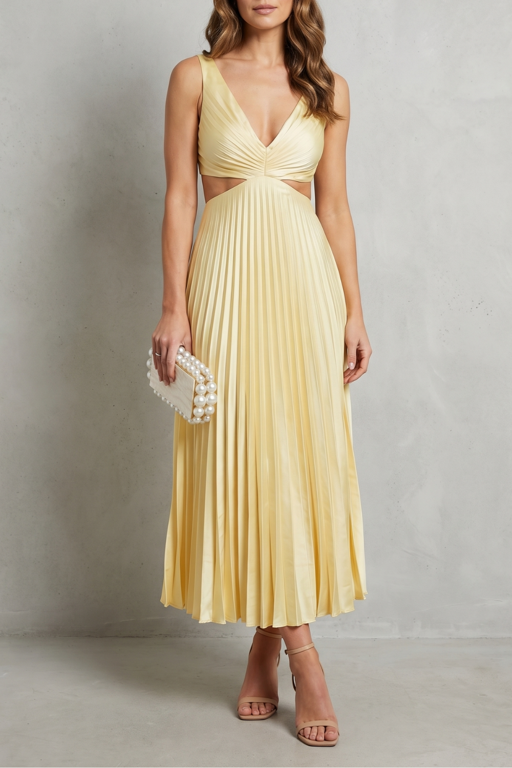 Elodienne – Elegancja z plisowanym pasem – Sukienka maxi