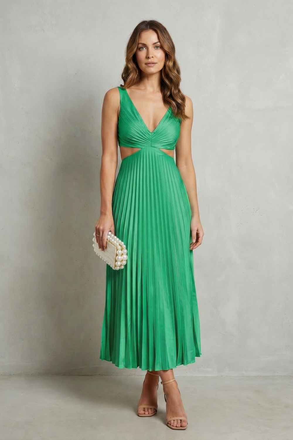Elodienne – Elegancja z plisowanym pasem – Sukienka maxi
