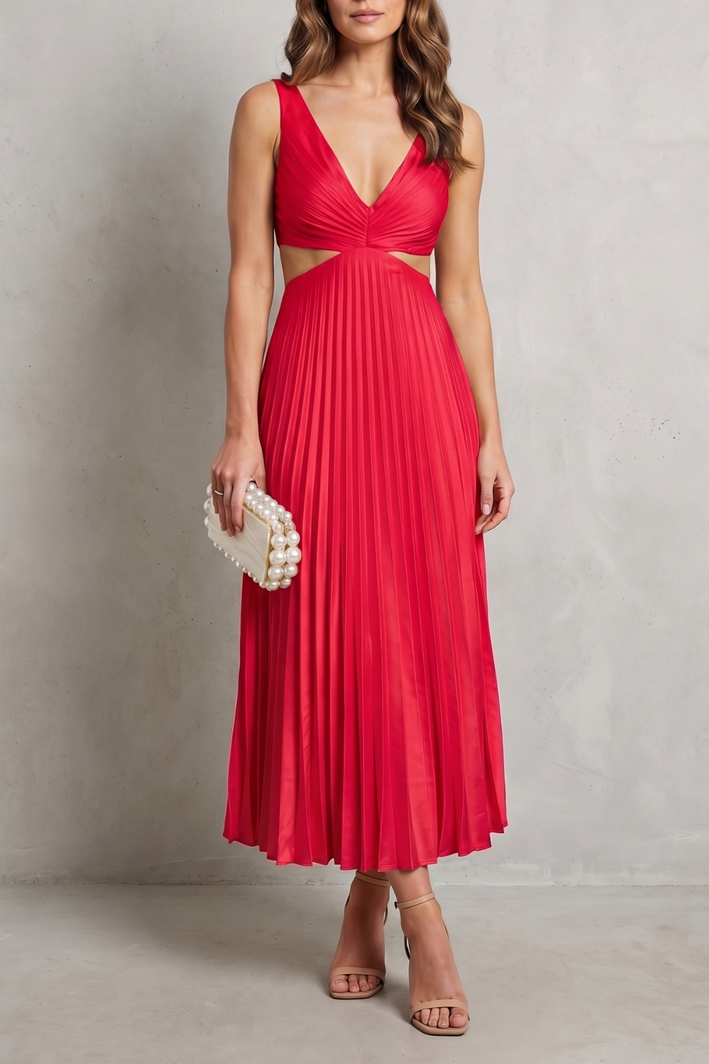 Elodienne – Elegancja z plisowanym pasem – Sukienka maxi