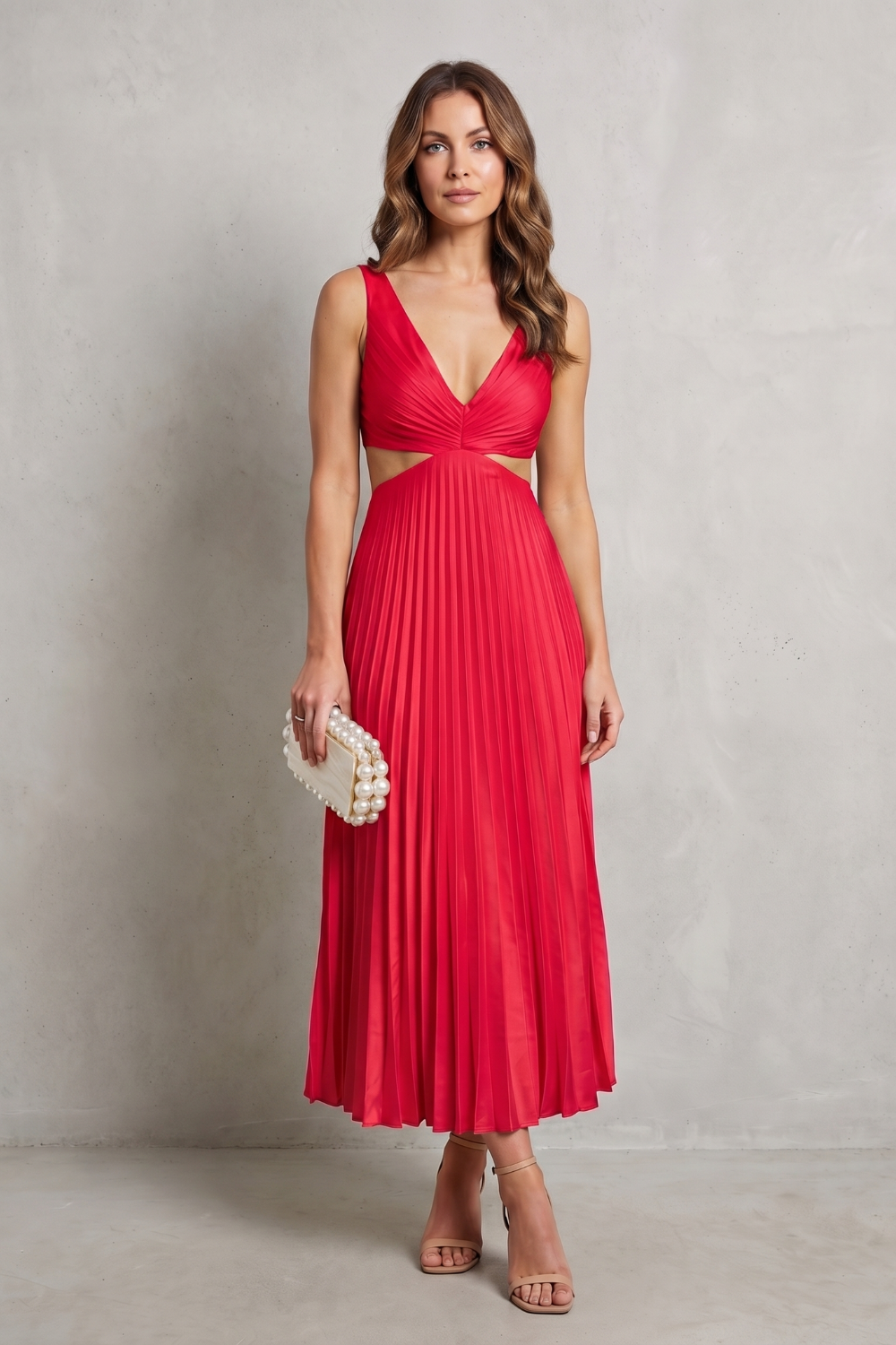 Elodienne – Elegancja z plisowanym pasem – Sukienka maxi