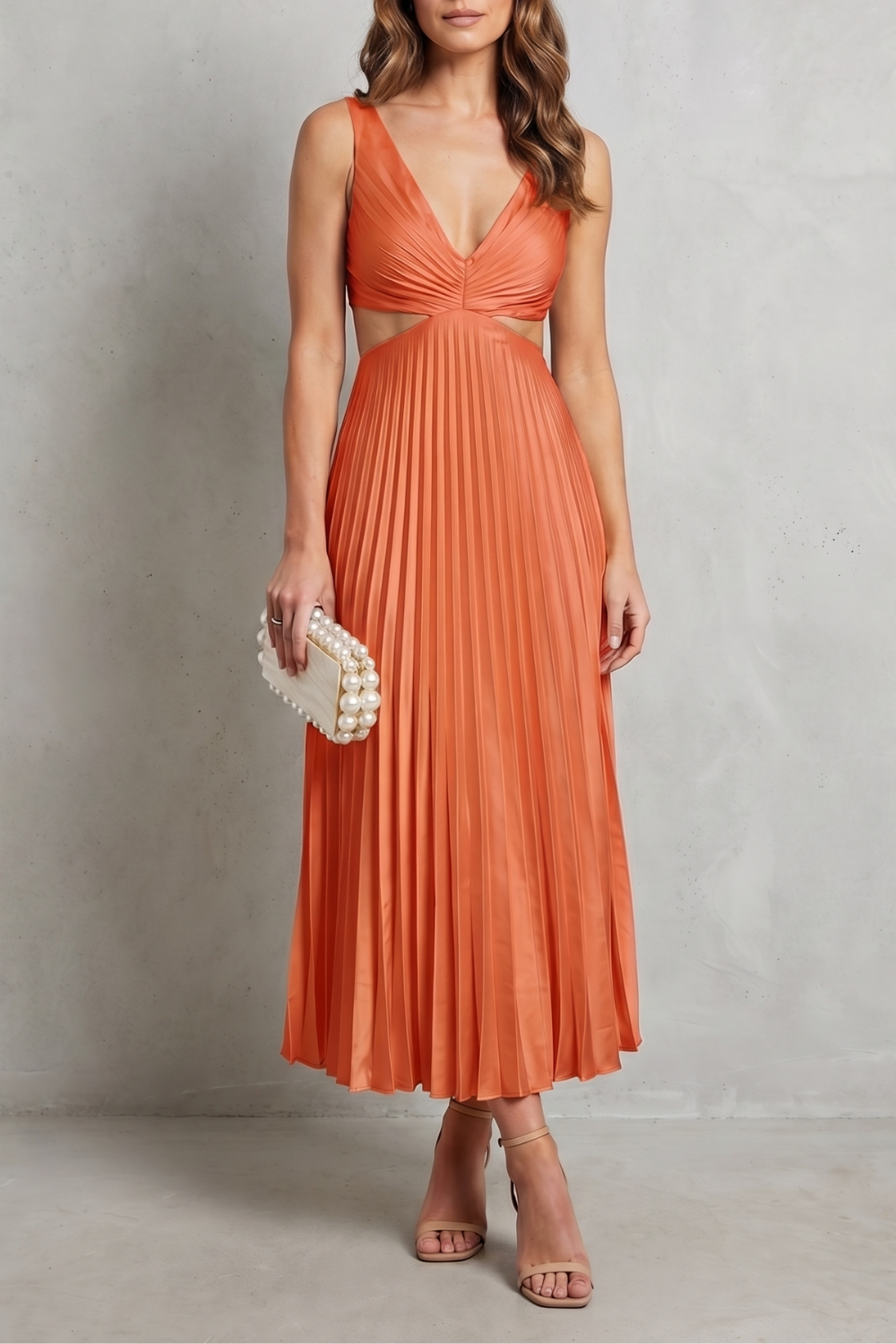 Elodienne – Elegancja z plisowanym pasem – Sukienka maxi