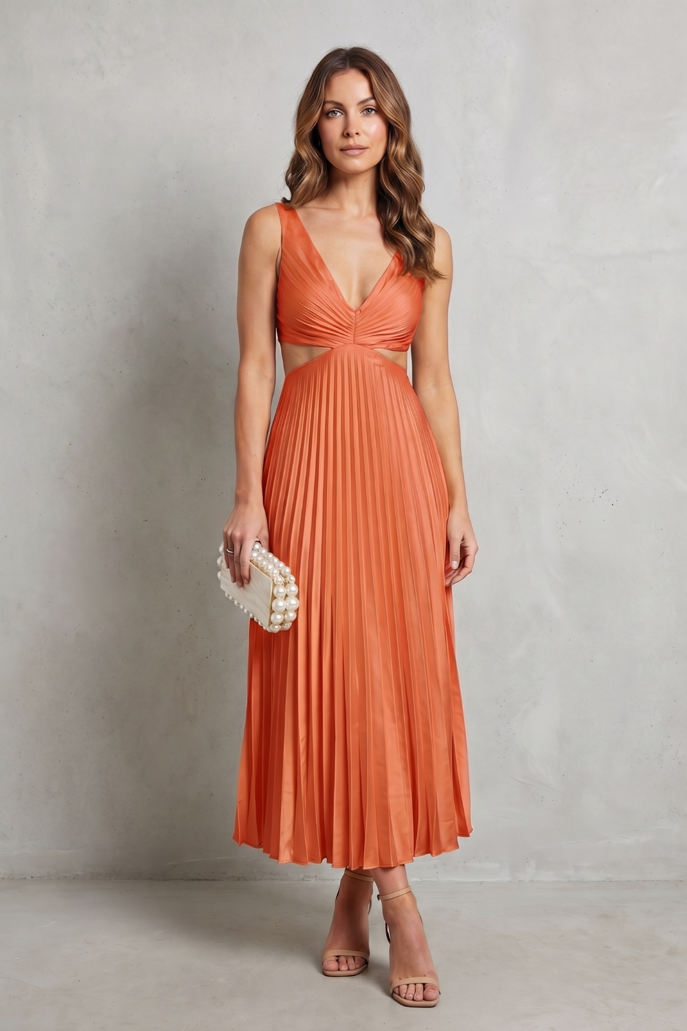 Elodienne – Elegancja z plisowanym pasem – Sukienka maxi