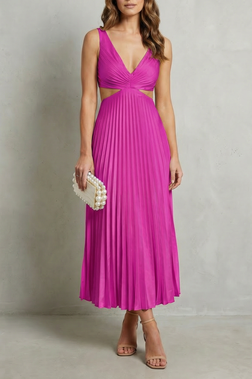 Elodienne – Elegancja z plisowanym pasem – Sukienka maxi