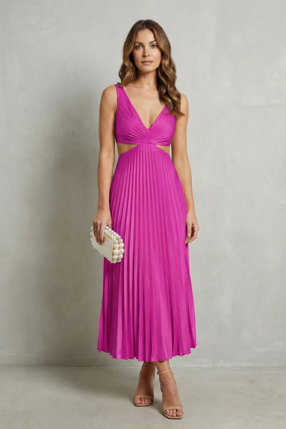 Elodienne – Elegancja z plisowanym pasem – Sukienka maxi