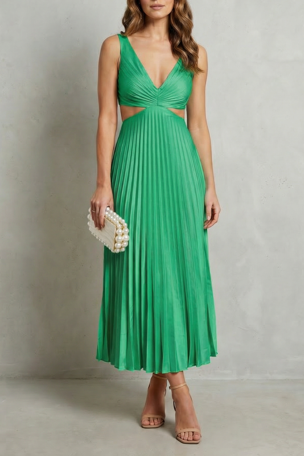 Elodienne – Elegancja z plisowanym pasem – Sukienka maxi