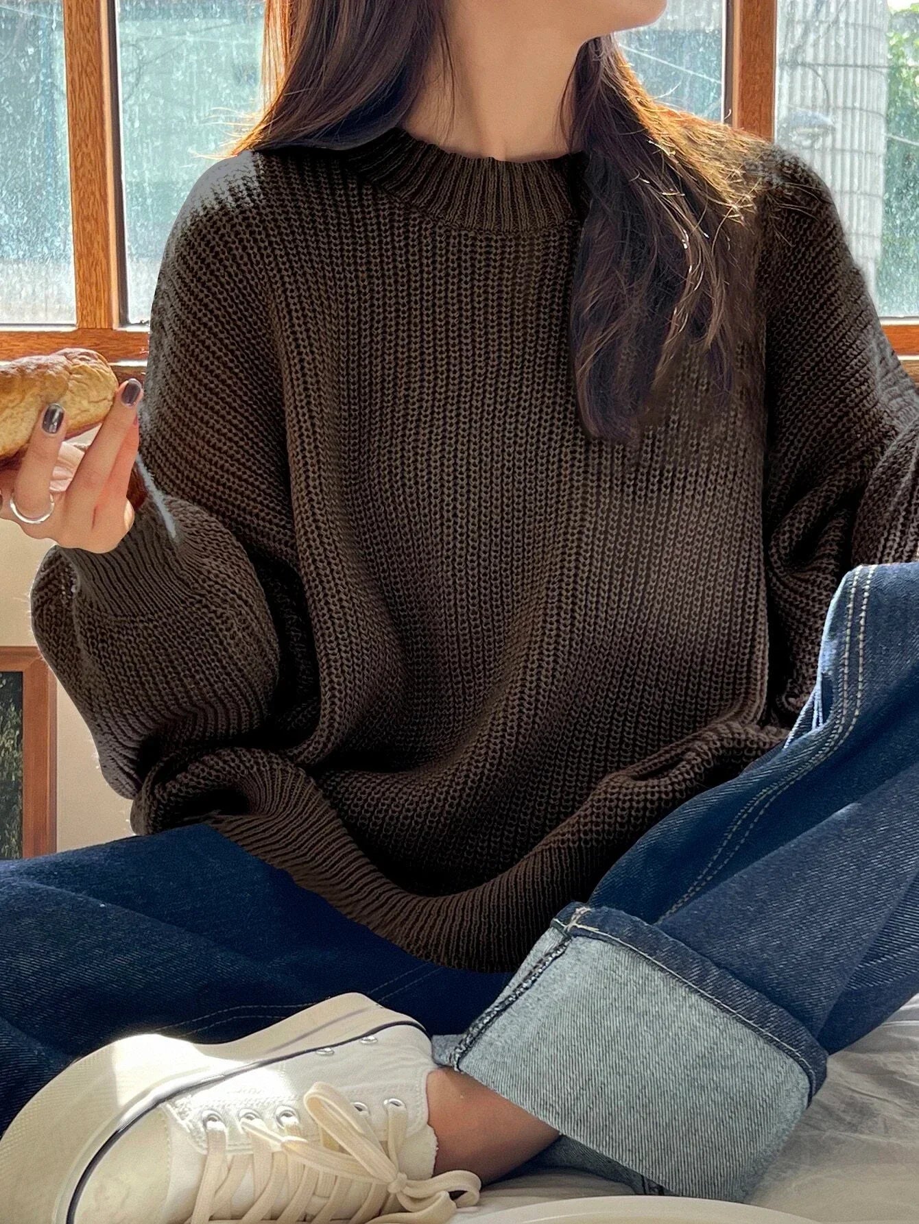 Elowen | Grobowa Dzianinowa Oversized Sweter