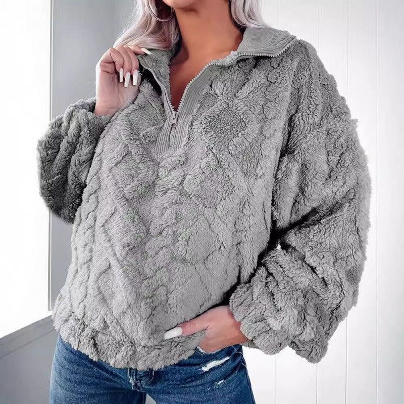 Emma | Przytulna Damska Bluza Polarowa z Półzamkiem