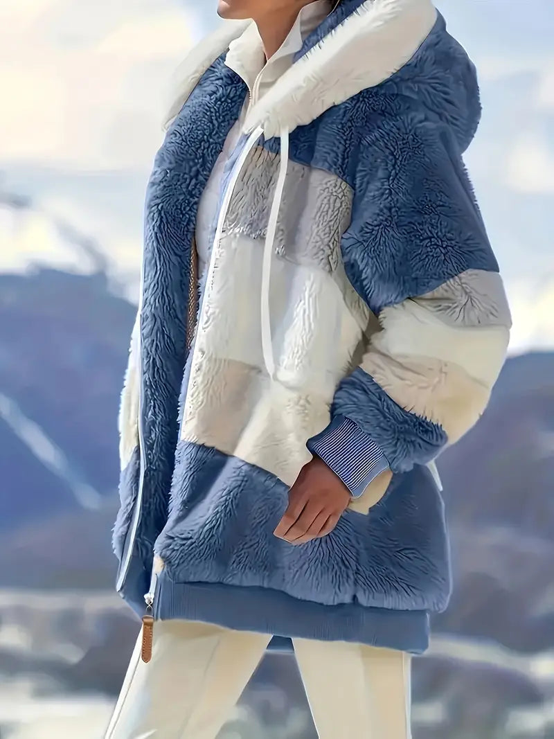 Evangeline | kurtka zimowa damska pluszowa fluffy fleece ciepła elegancka Chicveo
