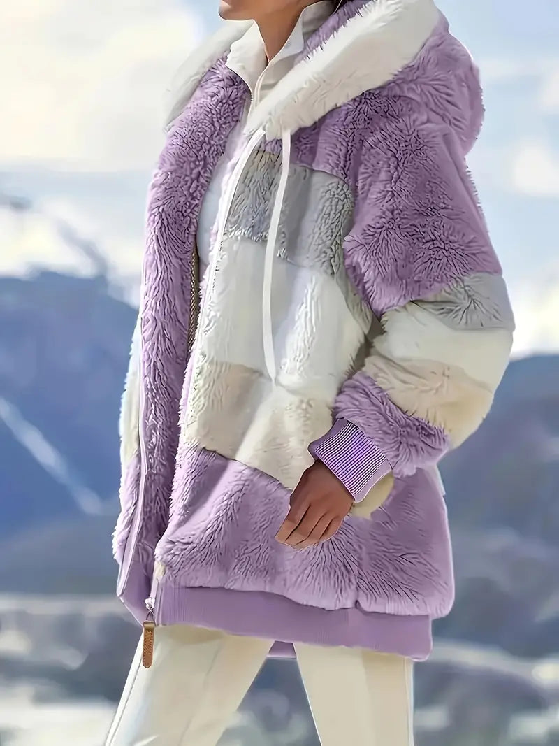 Evangeline | kurtka zimowa damska pluszowa fluffy fleece ciepła elegancka Chicveo
