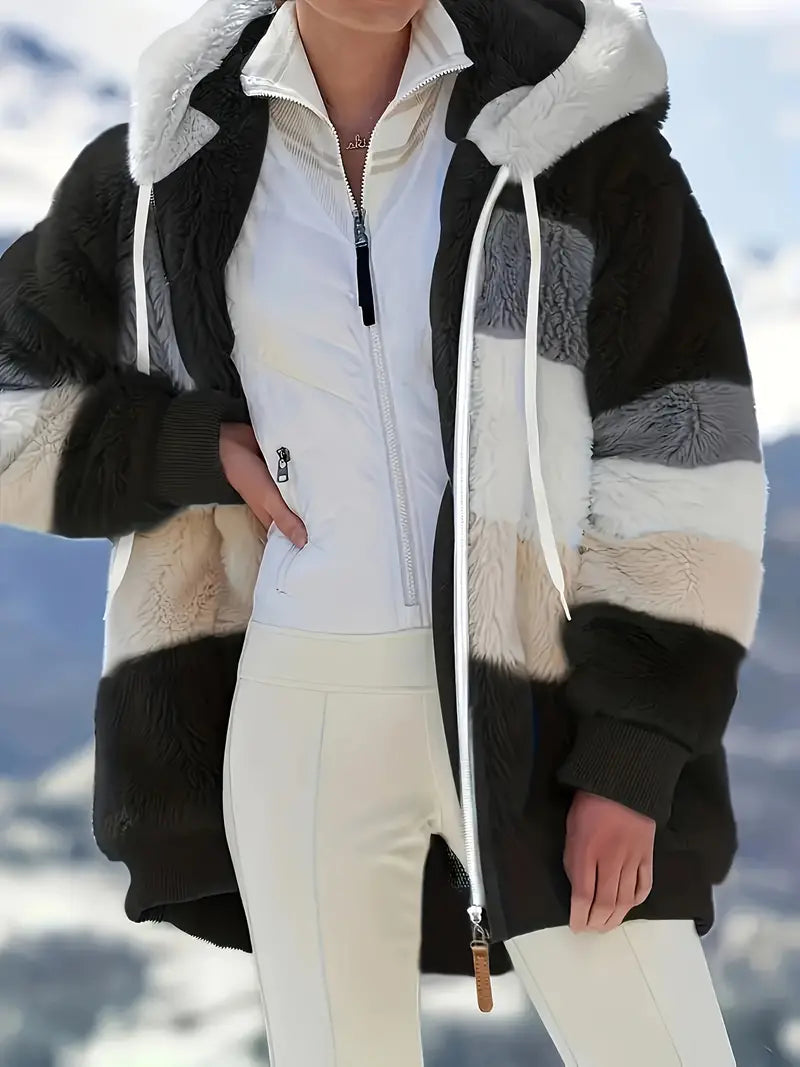 Evangeline | kurtka zimowa damska pluszowa fluffy fleece ciepła elegancka Chicveo