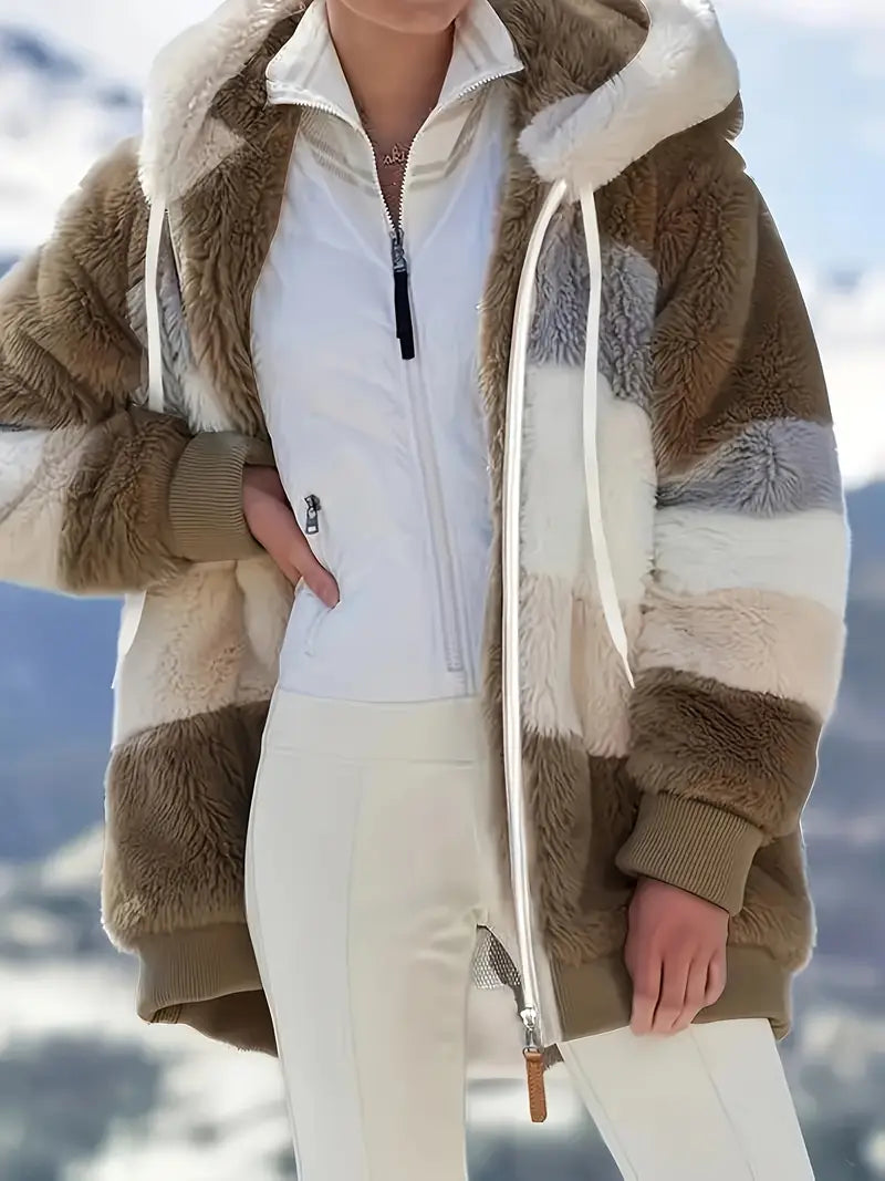 Evangeline | kurtka zimowa damska pluszowa fluffy fleece ciepła elegancka Chicveo