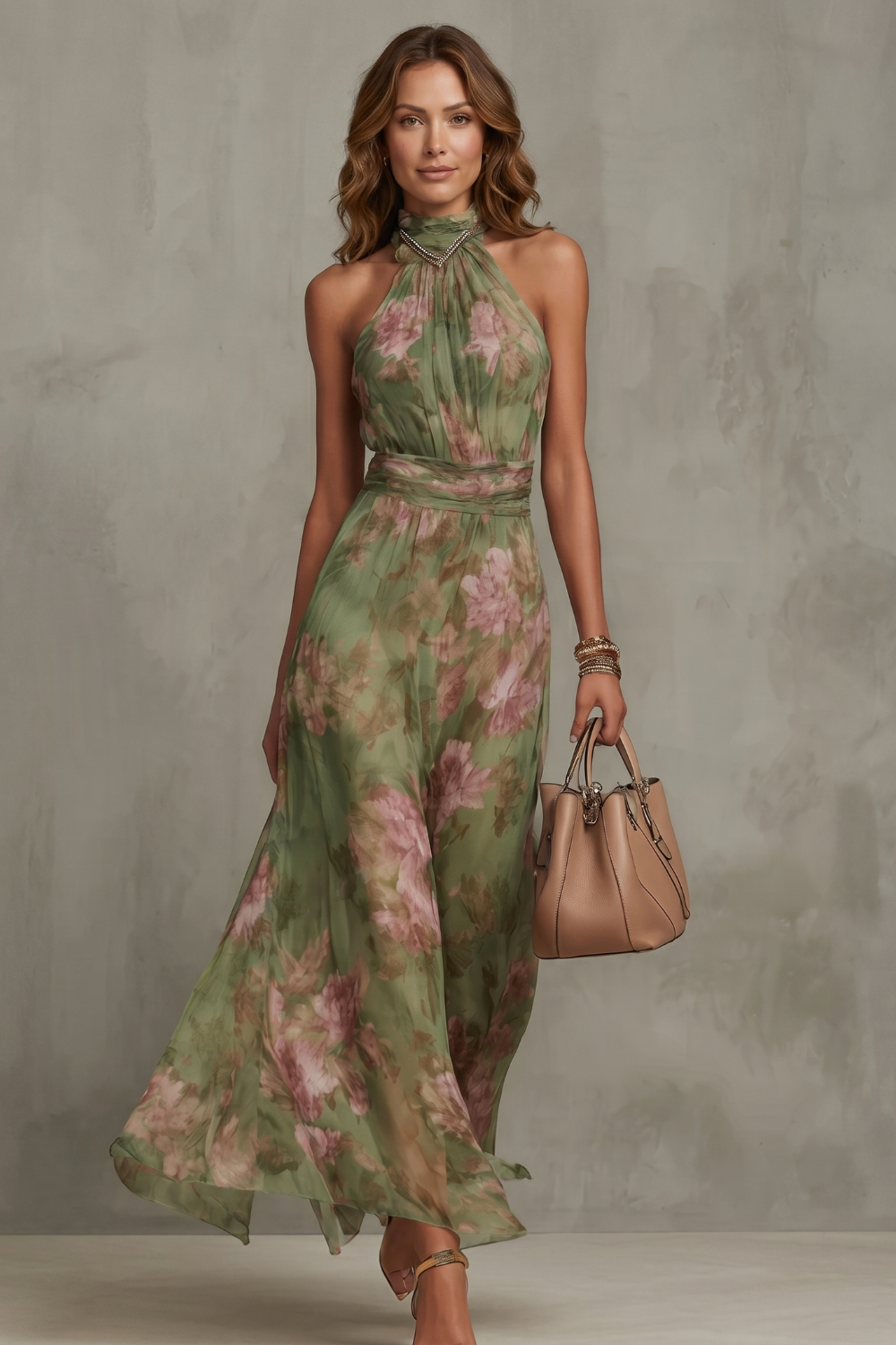 Floréa – Romantyczna kwiatowa sylwetka na halter – Sukienka maxi