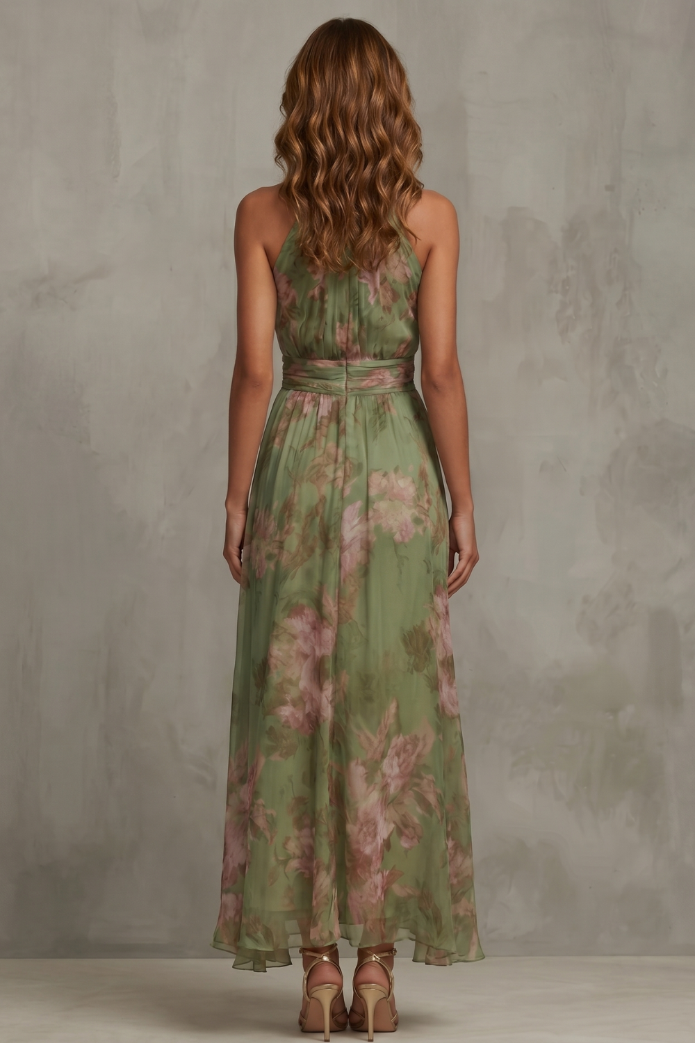 Floréa – Romantyczna kwiatowa sylwetka na halter – Sukienka maxi