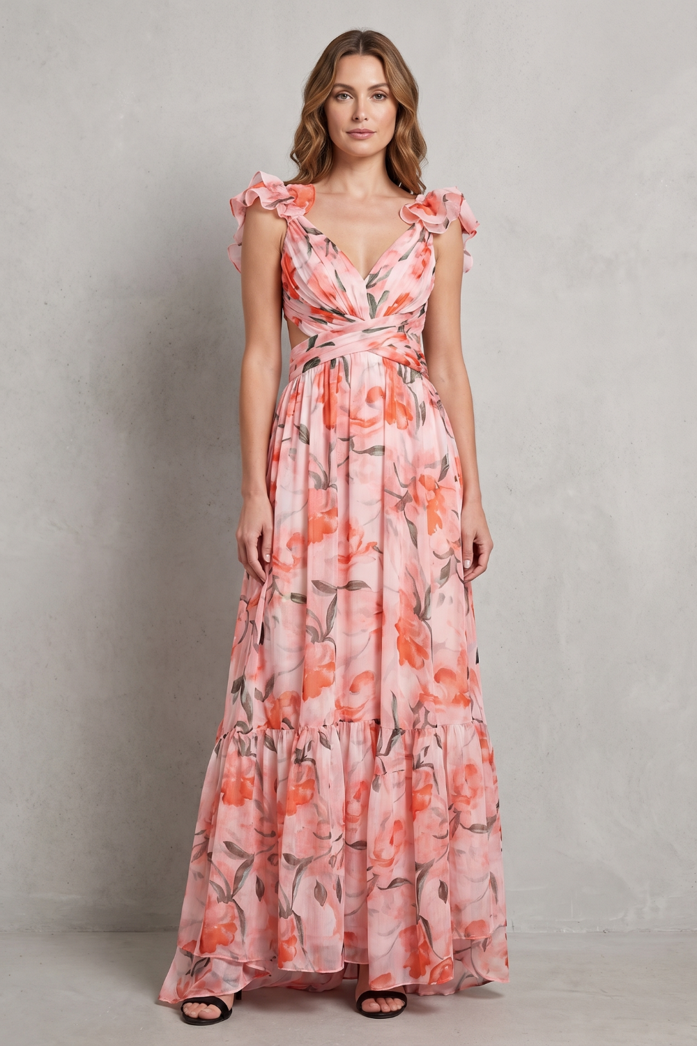 Florentia – Falbaniasta kwiatowa elegancja – Sukienka maxi