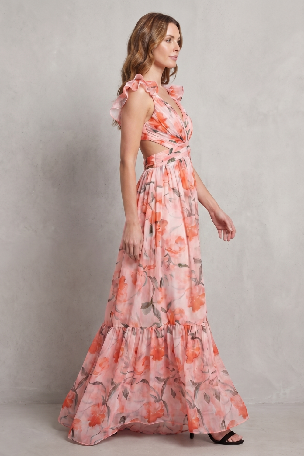 Florentia – Falbaniasta kwiatowa elegancja – Sukienka maxi