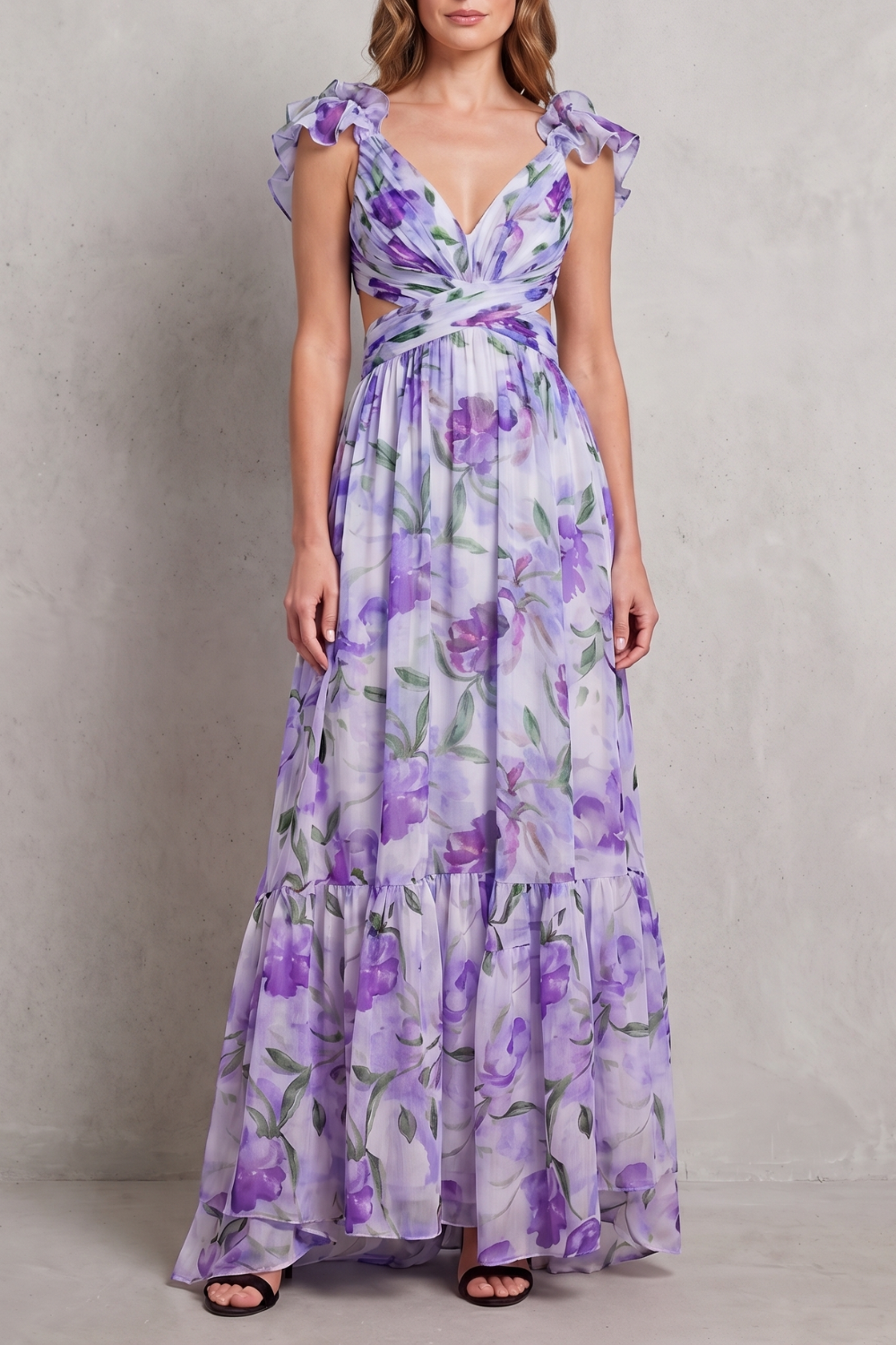 Florentia – Falbaniasta kwiatowa elegancja – Sukienka maxi