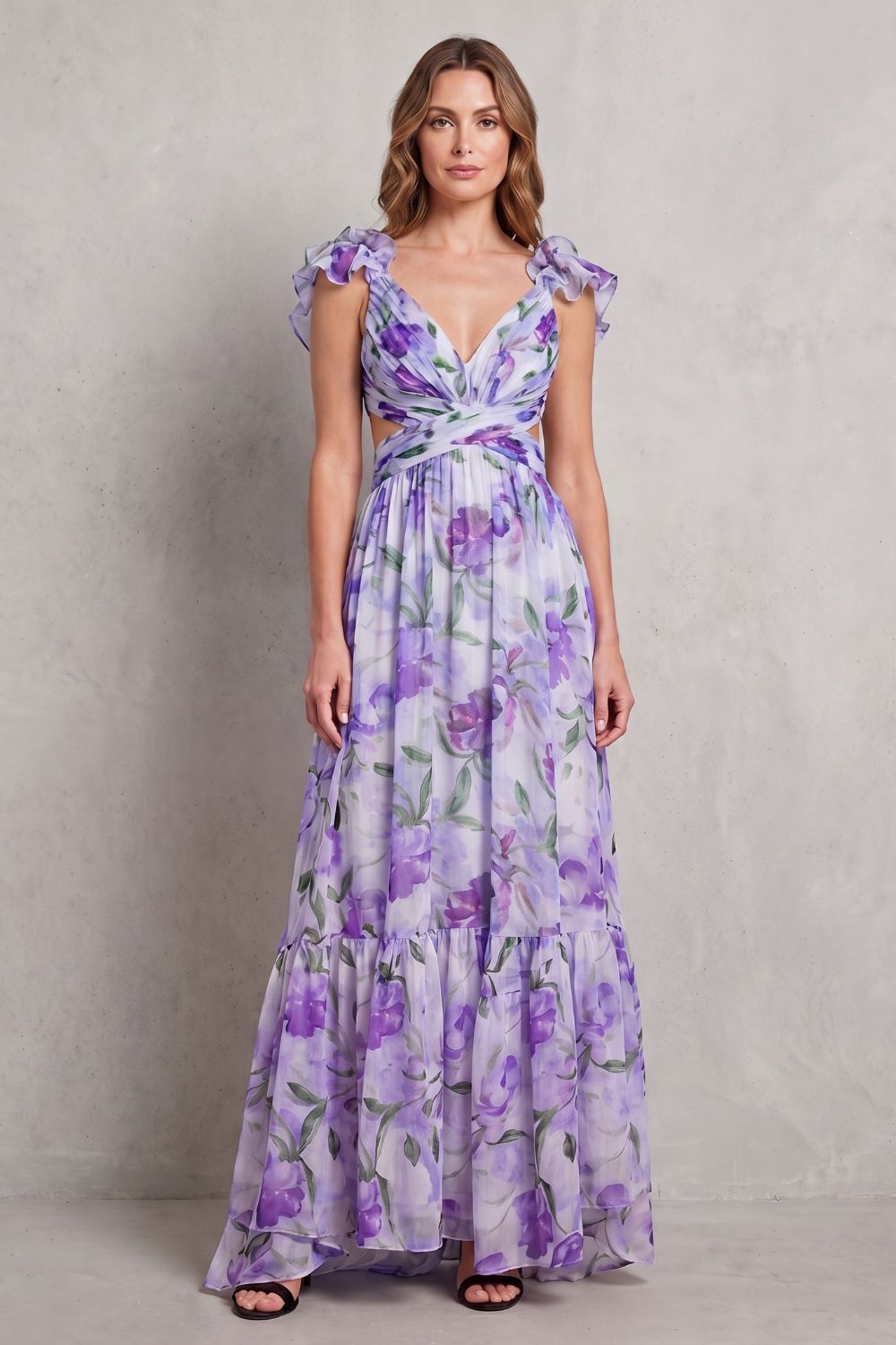 Florentia – Falbaniasta kwiatowa elegancja – Sukienka maxi
