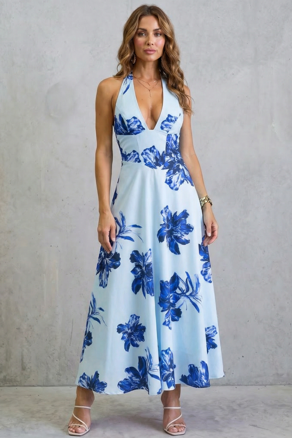 Florévia – Kwiatowa elegancja bez pleców – Sukienka maxi