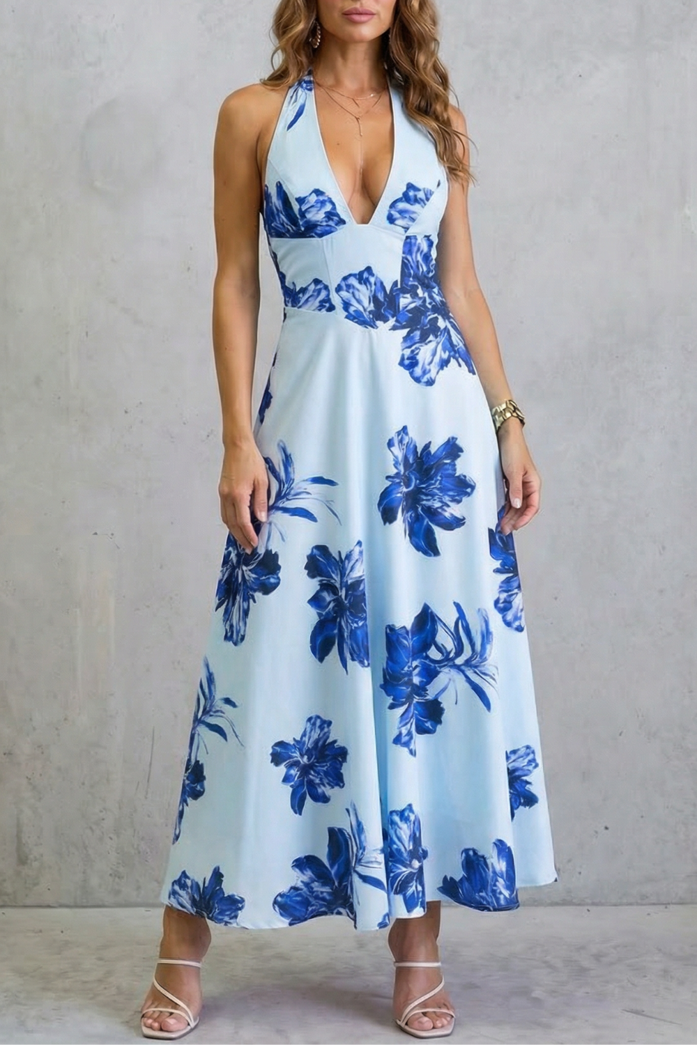 Florévia – Kwiatowa elegancja bez pleców – Sukienka maxi
