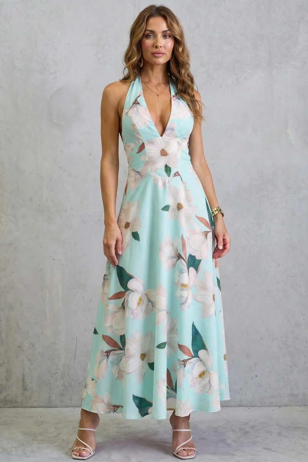 Florévia – Kwiatowa elegancja bez pleców – Sukienka maxi