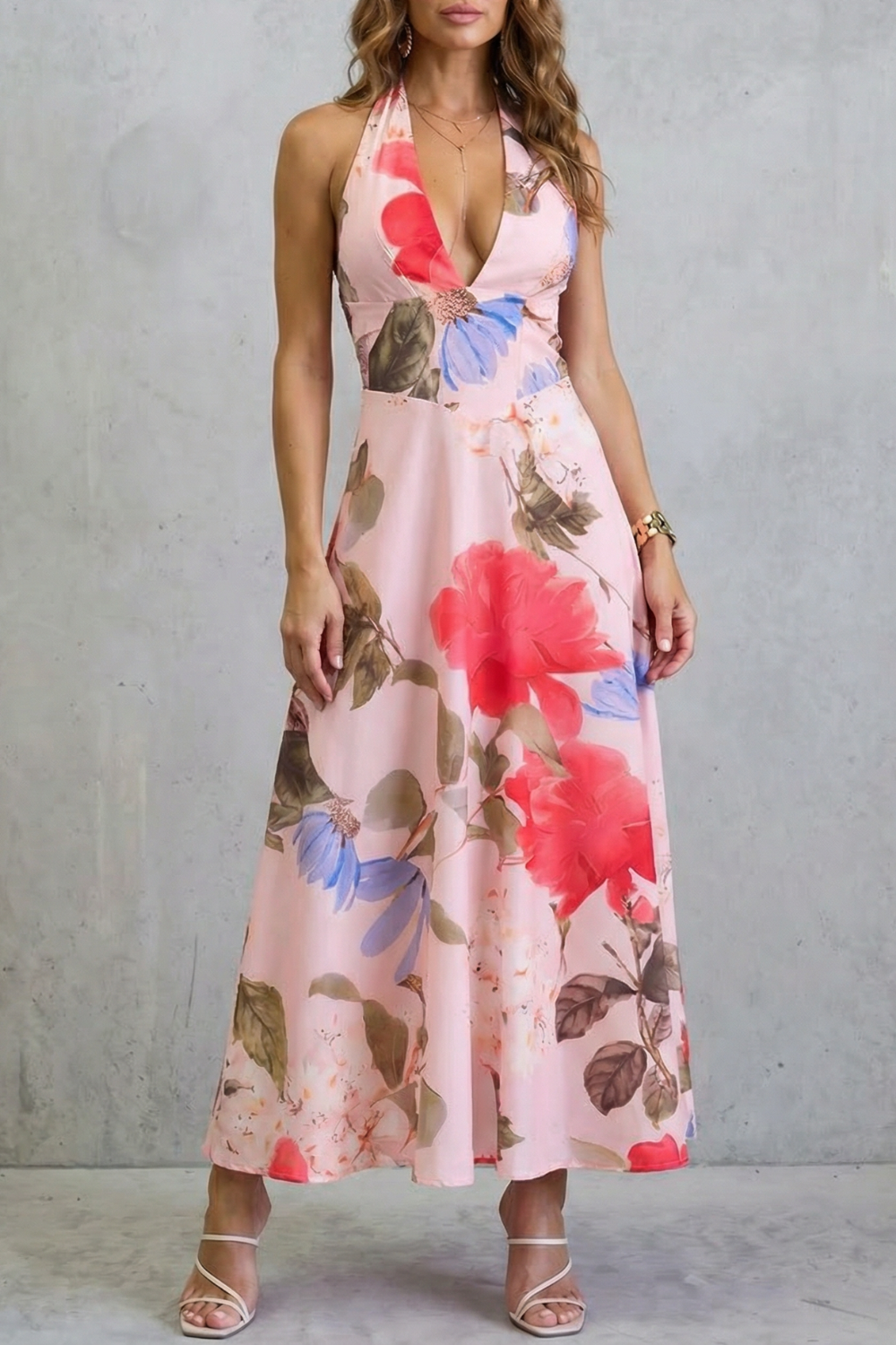 Florévia – Kwiatowa elegancja bez pleców – Sukienka maxi