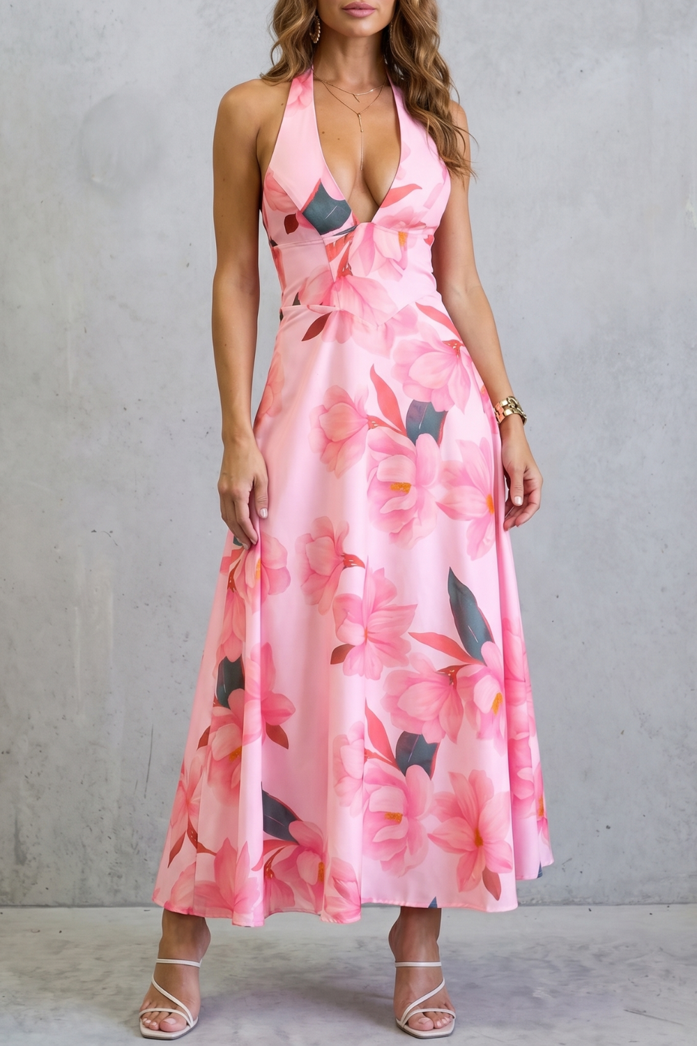 Florévia – Kwiatowa elegancja bez pleców – Sukienka maxi