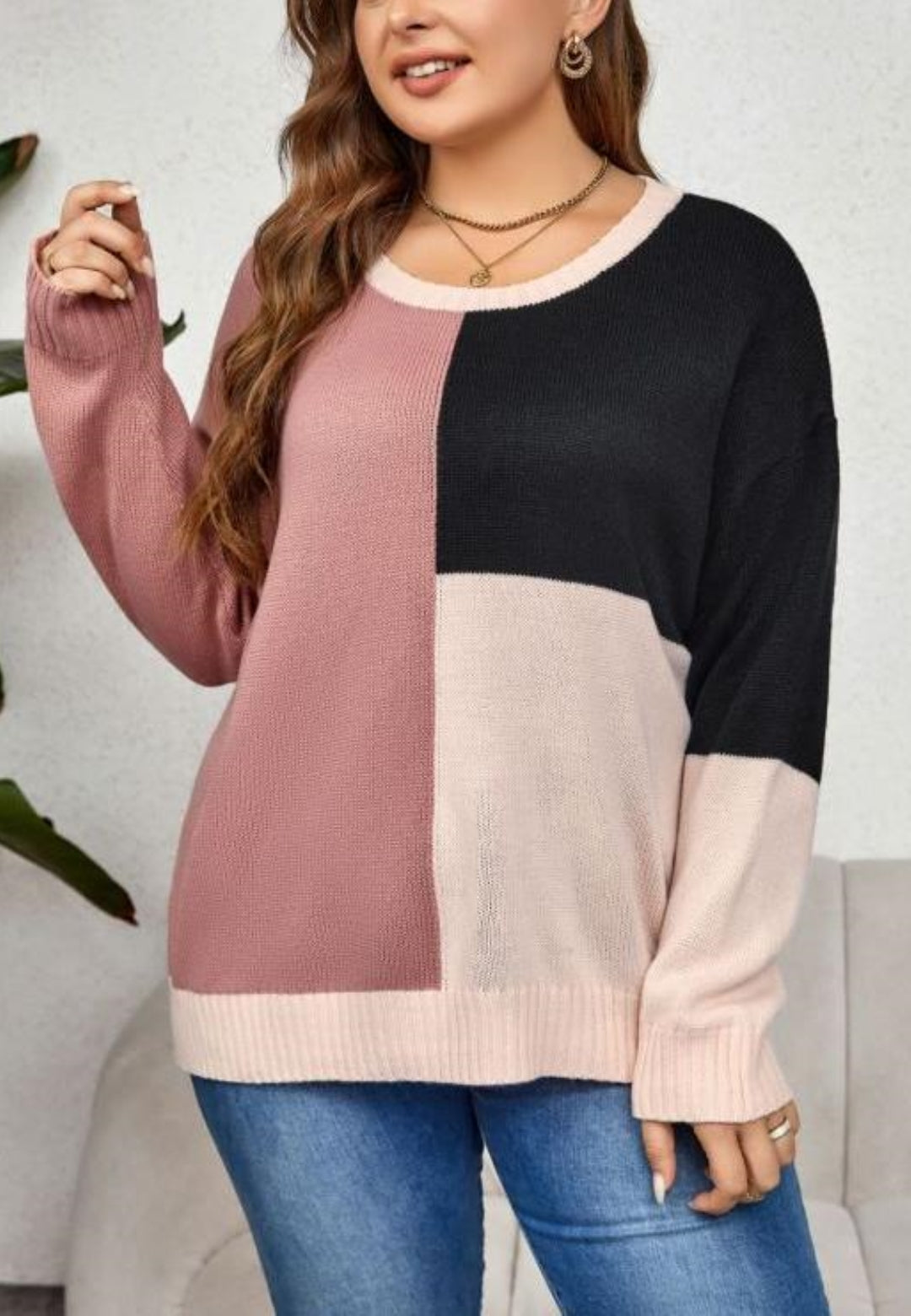 Gabriela | Kolorowy sweter damski plus size luźny i elegancki Chicveo