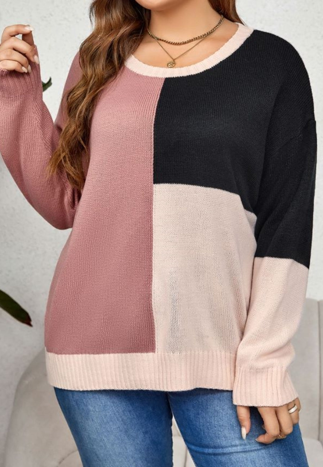 Gabriela | Kolorowy sweter damski plus size luźny i elegancki Chicveo