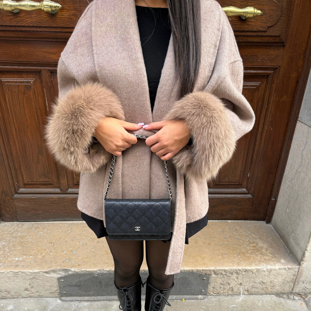 Harper | Wełniany płaszcz mix z eleganckim paskiem