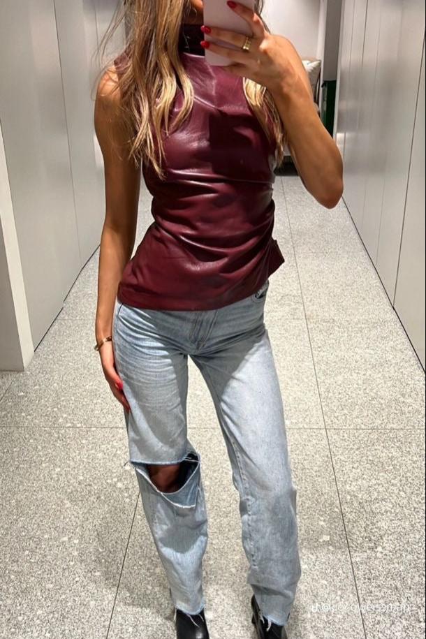 Esmeralda Skórzany Topy